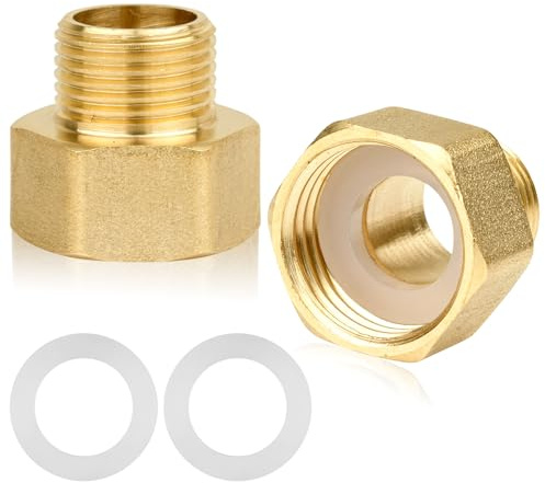 1/2 Female to 3/8 Male BSP Thread Brass Hex Bushing Reducing Connector | 1/2” Female to 3/8” Male Adapter,for Water, Gas, Pipe Connecting Conversion with Sealing Rings