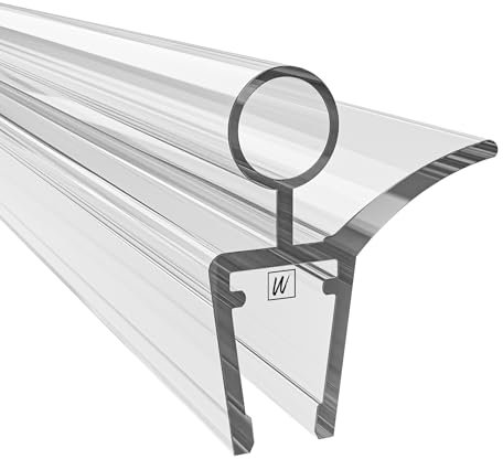 WAKA Premium Duschtür & Duschlippe PRO-K, Duschdichtung Optisch Transparent, Dichtung Dusche Glastür 6-8mm, 100cm Duschkabine & Duschtürdichtung, kompatibel mit einer Schwallschutzleiste Dusche