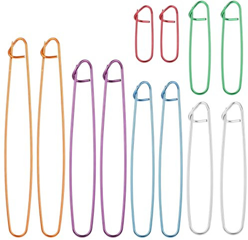 CIATBYYJ 12 Stück Maschenhalter,6 Größen Stricken Maschenhalter Set,Aluminium Maschenmarkierer Stricken,Stricken Zubehör Sicherheitsnadeln für Decken Schals Strickzubehör Utensilien