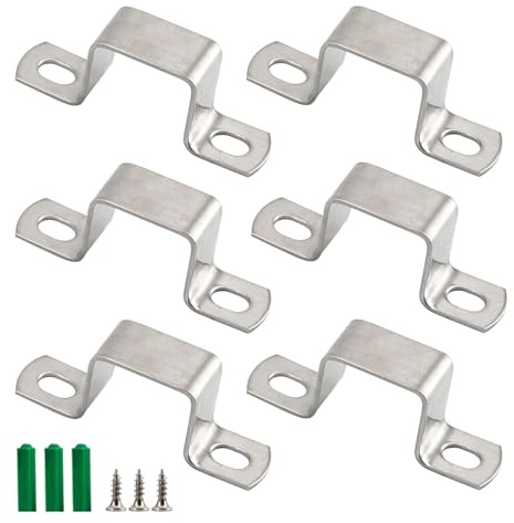 6 piezas de soporte de tubo cuadrado M40x40mm, abrazadera de metal en forma de U, gancho de tubo de acero inoxidable 304, cinturón de tubo, abrazadera