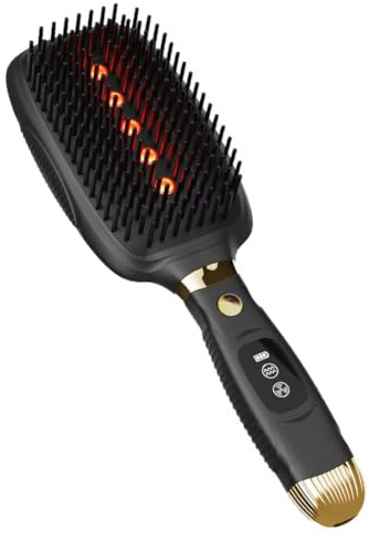 Sirxlevcy Haarwuchskamm mit Rotlicht, EMS-Mikrostrom, Infrarot-Therapie, Kopfhautmassage-Haarbürste mit Vibrationsfunktion, Schwarz