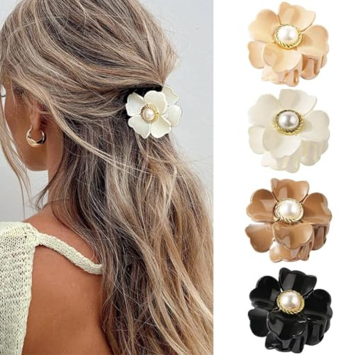 Flower Claw Clips Flower Hair Claw Clips Strong Hold Claw Clip for Medium Thick Hair Women and Girls Hawaii Hair Accessorie (PlFlower1)