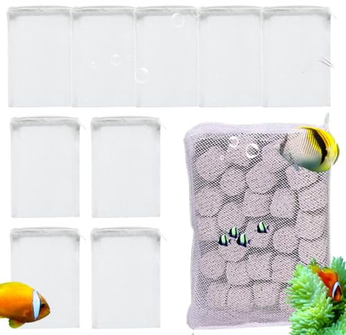 Derwrtup 10 Sacchetti Filtro per acquari – Sacchetti Filtro per acquari con Chiusura Lampo – Sacchetti Filtro riutilizzabili | per acquari per Carbone Attivo, biologiche, rimozione di ammoniaca