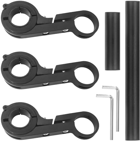 2Pcs Bike Handlebar Extender, 10cm/30cm Bicycle Handlebar Extension with Single and Double Mounting Clamp, Bike Handle Bar Extension Bracket for Holding Motorcycle E-Bike Lamp Speedometer GPS
