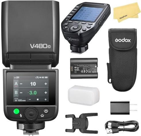 Godox V480C V480 C TTL Camera Flash with Godox XProII-C Flash Trigger for Canon Camera Flash Speedlite Light,2.4G HSS 1/8000s,650 Full-Power Flashes,GN50,7.2V/2200mAh Li-ion Battery,1.7s Recycle Time