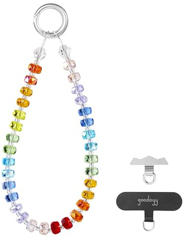 GOODAYY Cordino per Cellulare Braccialetto, Braccialetto in Pietra Fatto a Mano, con 2 Patch in Metallo e Nylon, Accessorio Universale per Telefono, Idea Regalo con Scatola (15 cm) (Burano)