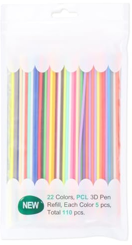 Culinavog Filament Pcl, reservdelar biologiskt nedbrytbar 3D-penna 2,5 mm, filament 3D-skrivare låg temperatur, luktfri giftfri, obehindrad, lämplig för barn och vuxna 22 färger
