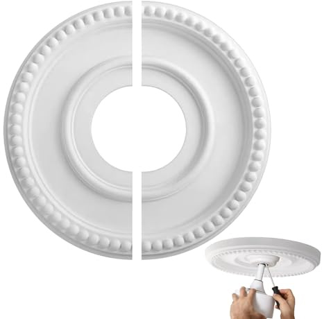 Placa de Cubierta para Luz de Techo,Roseta Para Cajas De Techo | Panel Poliuretano Diámetro Interior 9.9cm Exterior 31.5cm Fontanería Sótano Escuela Instalaciones Teatro Orificio Pared