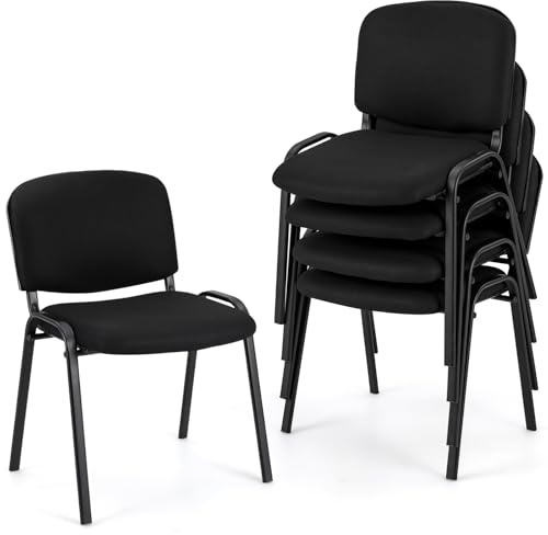 GIANTEX 5er Set Konferenzstühle stapelbar mit gepolsterter Sitzfläche | Besucherstühle mit gepolsterter Rückenlehne, Bürostühle belastbar bis 150kg, für Büro und Konferenzräume