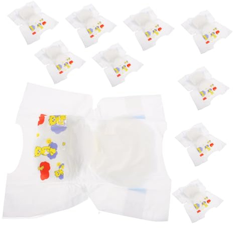 KOMBIUDA Realistische Puppenwindeln Kleiner Größe 10 Stück aus Vliesstoff Wiederverwendbar und Leicht für Rollenspiele und Neugeborene Babypuppen Drinnen