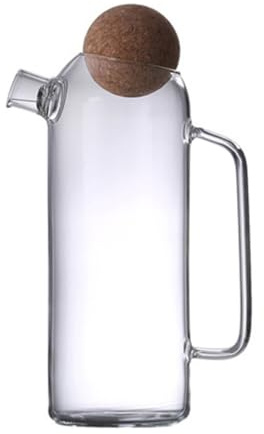 LOORGVEL Tetera de Vidrio Resistente al Calor Tapón de Corcho y Capacidad de 1200Ml para Preparar Té y Enfriar Agua en Uso Doméstico