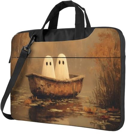 Deux adorables fantômes en Drap dans Une Barque en Bois - Housse rembourrée pour Ordinateur Portable - Convient aux Femmes et aux Hommes