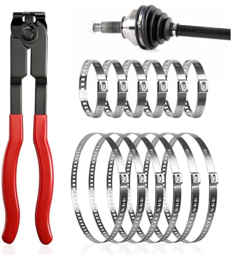 12 Stück Achsmanschetten Schellen, Schlauchschellen Set mit Schlauchschellenzange Edelstahl Schlauchklemme Achsmanschette Zange Verstellbare Schlauchschelle Set für die Meisten Auto