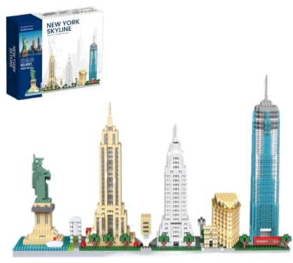 Yozelux New Yorker Skyline Bausteine Bausatz, Gedenk Architektur Modellbausatz, Weltberühmter Wahrzeichen Architektur Haus Bauklötze, Modular Haus Konstruktions Set für Erwachsene