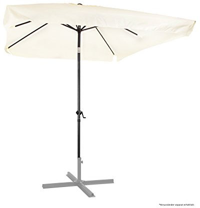 Ondis24 Marktschirm 3x2 Meter Sonnenschirm rechteckig mit Volant, Knick-Gelenk, Kurbel, Gestell aus Stahl, UV 50 (Beige)