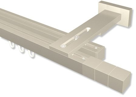 Interdeco Innenlauf-Gardinenstangen eckig Satin-Silber 2-läufig 20x20 mm Quadline (Multi) Cubes, 120 cm