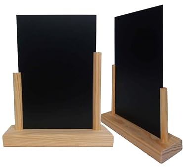 Porte menu de table en bois brut avec ardoise format A5 - Lot de 2 - Fabrication française