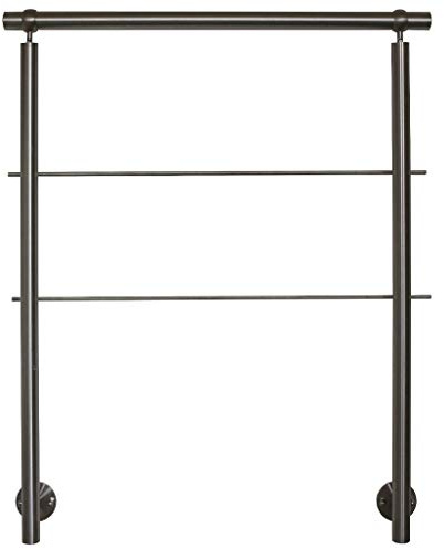 TIBU Edelstahl Geländer Handlauf für seitliche Montage 0,8m - 5,95m für Treppe Balkon Terrasse mit waagerechte Streben - Variante: Länge 120 cm mit 2 Pfosten und 2 Streben Seitenabstand 10mm