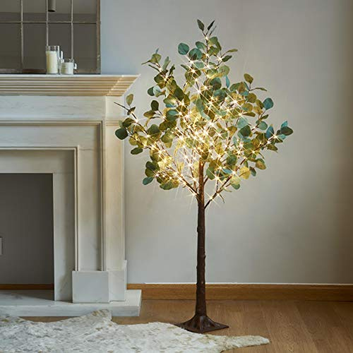 LITBLOOM Lighted Eucalyptus Tree 4FT 160 Fairy Lights, Artificial Plant Tree with Lights for Indoor Outdoor Home Wedding Room Decoration
