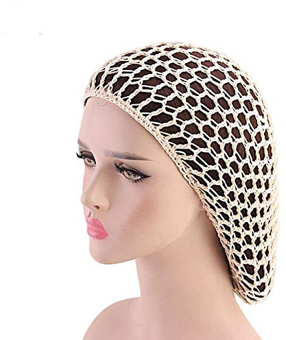 MoonyLI kvinnor flickor hårnät turban pannband peruker mesh snood virka hårnät snood cover hårnät hand virka hår nät natt sovmössa mesh sovmössa