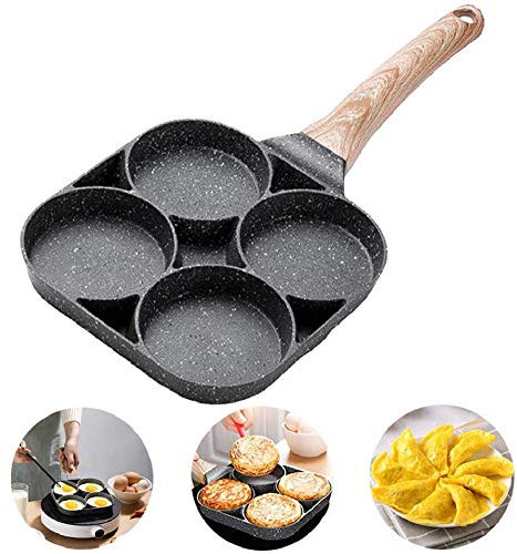 Baboies Non-Stick Frying Pan with 4 Hole Pancake Pan Fried Egg Burger Pan