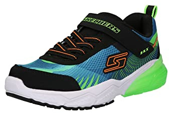 Skechers Boys Thermoflux 2.0 Kodron Sneaker, Blue Lime Textile Black Orange Trim, 4 UK