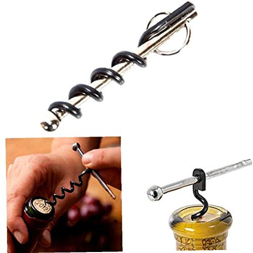 TOSSPER 1pc Llavero Sacacorchos, Abrelatas De Botella De Múltiples Funciones Mini Vino con Anillo
