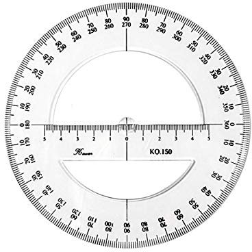 Kreis Winkelmesser 360 Grad Winkelmesser Lineal Mathe Geometrie Werkzeuge für Schule Klassenzimmer Büro Zeichnen Messgeräte, 20cm