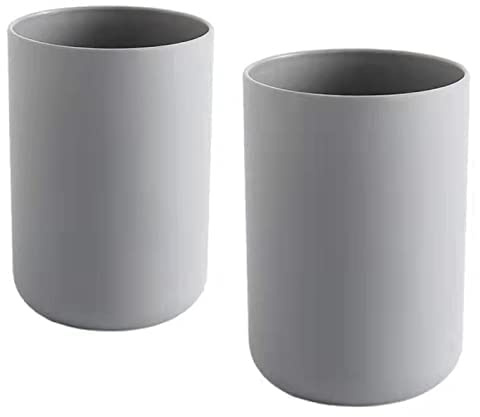 wongwongcat Bathroom Tumblers 2Pcs, Mouthwash Cup, Toothbrush Holders, Drink Mug, Pen Holder, Unbreakable Dishwasher Safe, 10fl.oz(300ml)/Pcs (Grey & Grey)