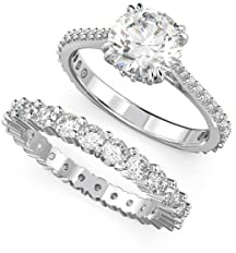 Swarovski Constella Ring-Set mit klaren Kristallen, rhodiniertes Finish