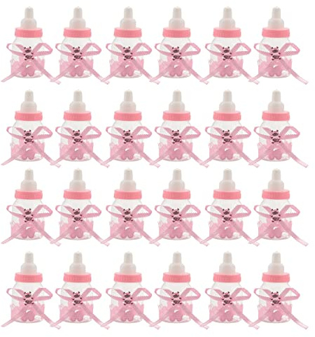 Dasertoe 24 biberon mini biberon 4 x 9 cm strass rosa regalo favore bambina bambino battesimo