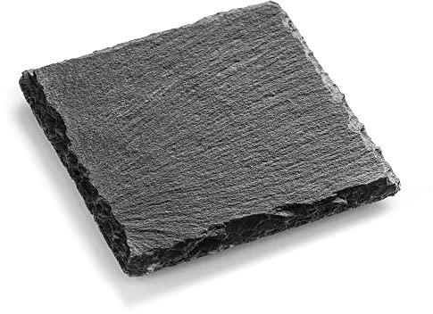 Forgast Piatto in Ardesia Quadrato 10x10 cm, Piatto di Presentazione, Piatti Per Servire Decorare Da Portata, Tovaglietta Tavolette per Snack, Finger food, Sushi e Formaggi, Pietra Naturale