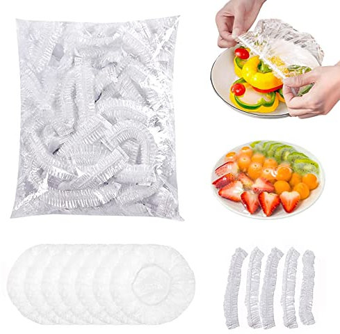 300 Pezzi Sacchetti per La Conservazione dei Cibi, Sacchetti per Conservare Freschi, Pellicola per Alimenti con Elastico, Copri Recipienti per Mantenere Freschi i Cibi