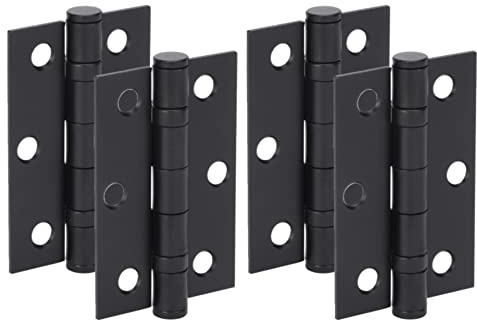 HANDLEZONE® Door Hinges 2 Pairs 76mm / 3 inch Ball Bearing, with Screws - Black Matt
