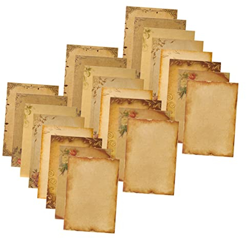 OHPHCALL 24sheets Vintage Envelope Letter Paper Letter Kraft Paper Cards for Writing Poems Notes Thanks Announcements