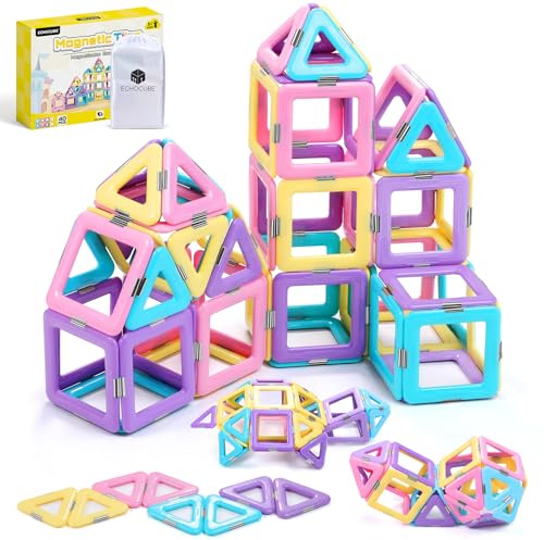 ECHOCUBE Magnetiska byggklossar, 40 st magnetiska byggleksaker för barn, presentförpackning med magnetiska klossar för kreativt lärande för pojkar och flickor över 3 år