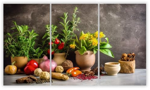 SMTDeco Protection plaque de cuisson, vitrocéramique, verre trempé, pour cuisinières électrique, à induction,planche à découper 3 x 30x52 cm Lot de 3 Légumes Herbes Vert (105093)
