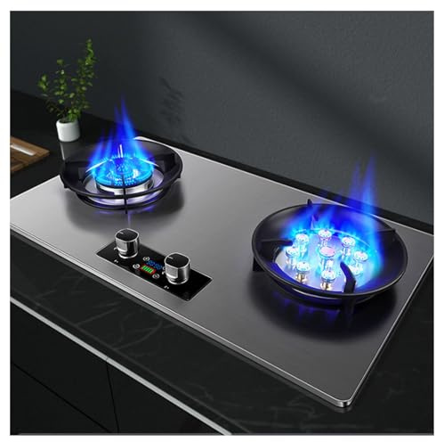 BZJPRFC Estufa De Gas 2 Quemadores, Llama Alta 5.2KW, Temporizador, Estufa De Gas De Vidrio Templado, Rejilla For Ollas De Hierro Fundido, Kit GLP/Gas Natural (Size : LPG)