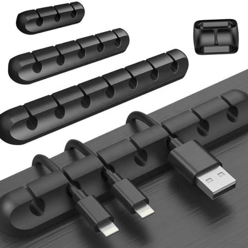 4 Pack Cable Holder Clips, Desktop Cord Organizer, Silicone Cord Clip, Self-Adhesive Wire Organizers, Cable Management, for Charging Cable USB Mouse Wire PC Car Office Home Nightstand Wall