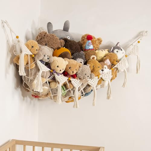 Amdermi Kuscheltier Aufbewahrung Netz Hängend Organizer Kinderzimmer Stofftier Spielzeug Hängematte für Teddy Eckspielzeug für Schlafzimmer