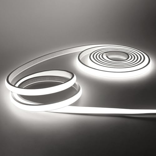 KISUFU Bandeau LED COB 220V, IP65 étanche Flexible néon LED Strip 288 Leds/m Bandes à LED Ruban pour DIY Chambre, Cuisine, Exterieur Maison Décoration. Blanc,3M