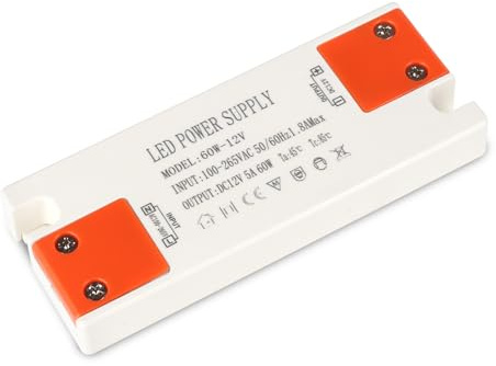 SUCIKORIO 220V 12V 60W 5A DC Alimentation LED Transfo Petit Pour Band LED | Ultra Mince Transformateur LED Driver à Découpage Convertisseur De Tension AC à DC Alim Gain de Place Pour Spot Eclairage LED