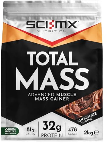 SCI-MX Total Mass - Advanced Muscle Mass Gainer Protein Powder - Muscle Growth & Weight Gain - Chocolate • 32g Protein + 478 Calories per Serving • 2kg