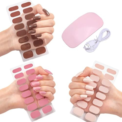 Nails, Gel-Nagelaufkleber mit Uv-Licht-Kit, vollständig ausgehärtete Gel-Aufkleber, Diy Gel-Nagelaufkleber-Kit, leicht aufzutragen & zu entfernen (Set B)
