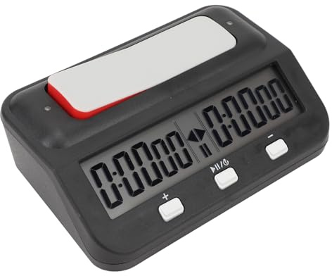 Schachuhr, Zählender Digitaler Schachtimer, Einfach zu Bedienendes, Klares Display, Professionell für Schachspiele (Black)