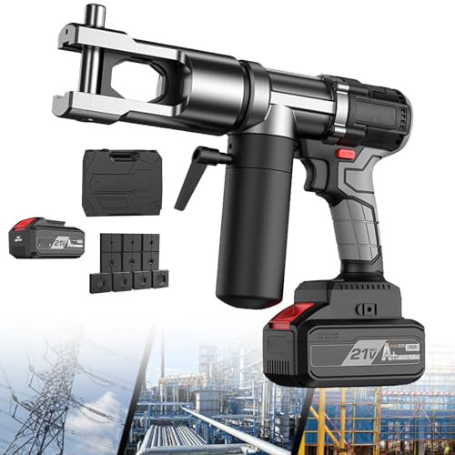 Pinza Crimpatrice Idraulica con Matrici da 16-240mm², Pinza Crimpatrice Idraulica Elettrica, Pinza Crimpatrice per Cavi Alimentata a Batteria, Ideale per Terminare Terminali con Capicorda ,2Battery