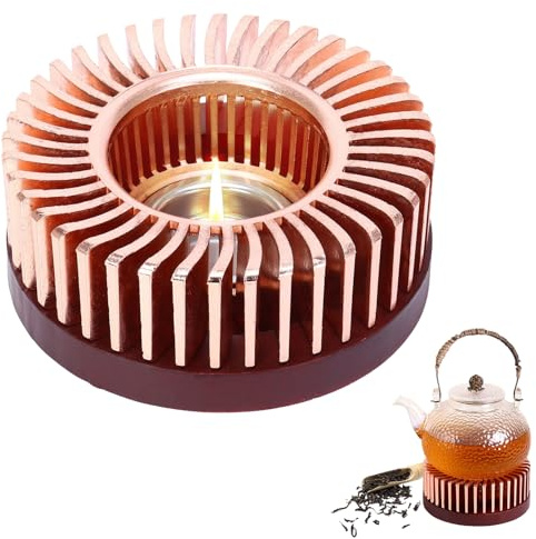 Stövchen für Teekanne, Kerzenwärmer Teekannenwärmer - Aluminiumlegierung-Außenschicht und Kiefernholzsockel, geeignet zum Warmhalten von Tee und zur Dekoration