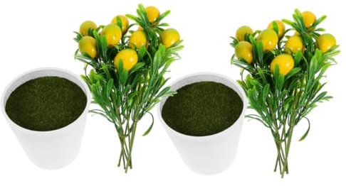 PRETYZOOM 2 Sets Künstlicher Zitronenbaum Grünpflanzen in Töpfen Gefälschter Zitronenbaum Bonsai Dekorative Zimmerpflanze Mini-topfpflanze Für Das Wohnzimmer