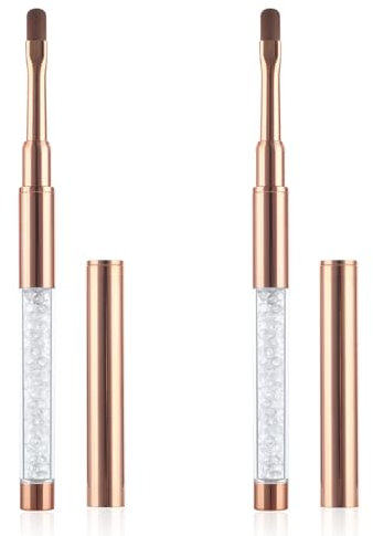 Piriuuo 2 pinceles y gel, cepillo con tapa, accesorios de uñas, mango de diamantes