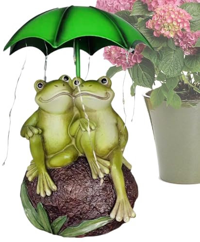 Lampe solaire couple grenouille, lampes solaires grenouille jardin extérieur,Statue de grenouille en résine imperméable - Figurines lumineuses d'extérieur, Couple grenouille tenant un parapluie, Sculp